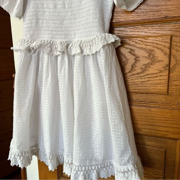 Ivy City Margot White Peplum Lace Embroidered Smocked Mini Dress - Picture 3 of 4